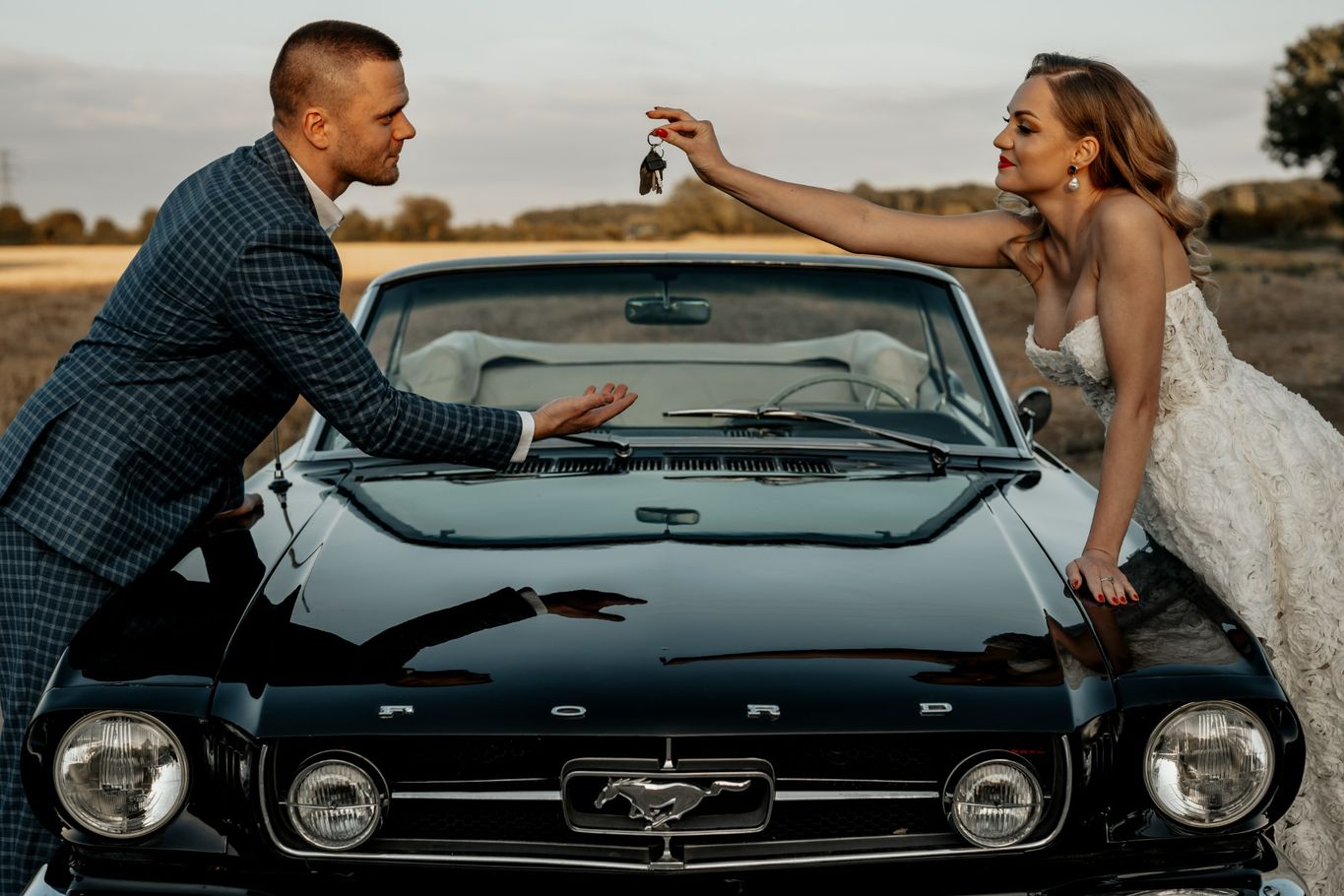 ford mustang wedding photoshoot